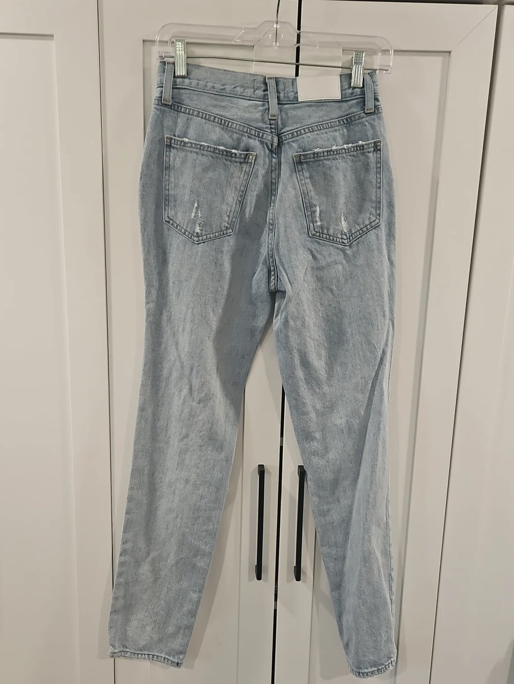Pistola Presley High Rise Relaxed Roller Jeans.  Light Wash.  Very Distressed.